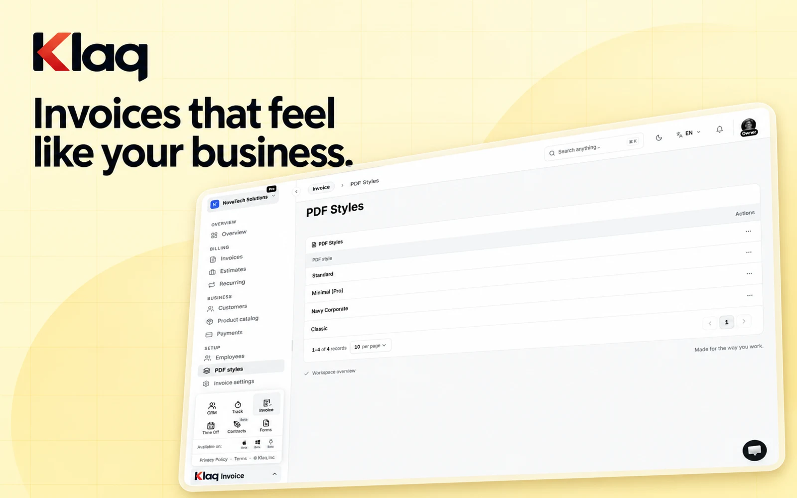 Give your invoice PDFs a consistent look